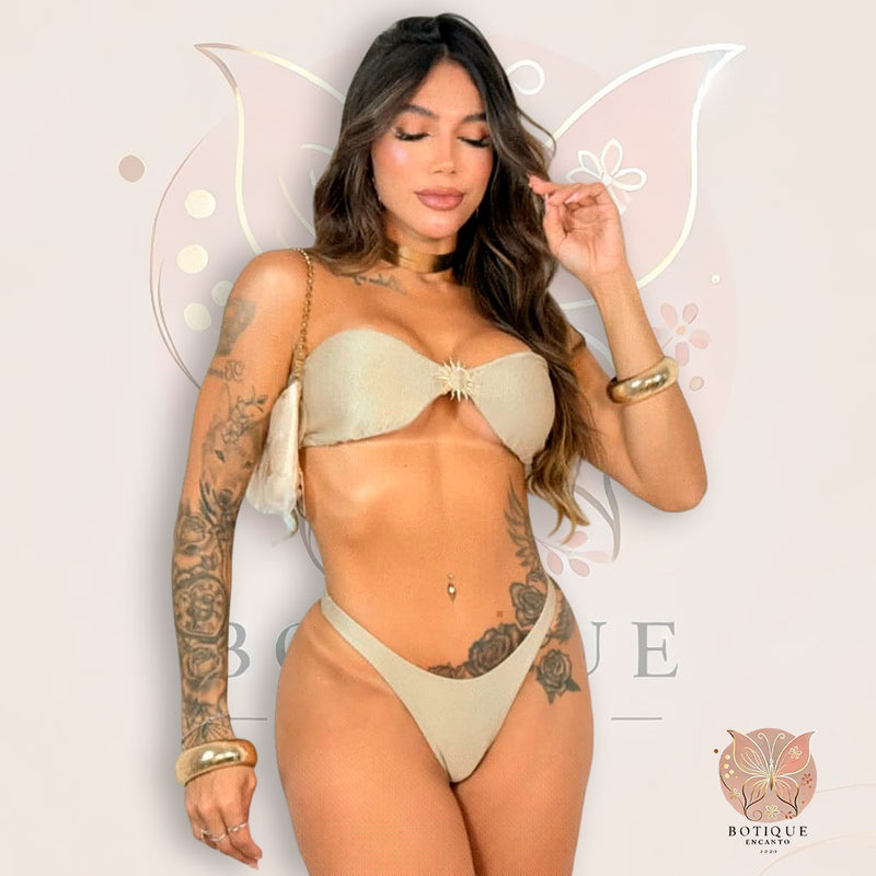Biquíni Tomara que Caia Asa Delta – Areia Dourada Elegante